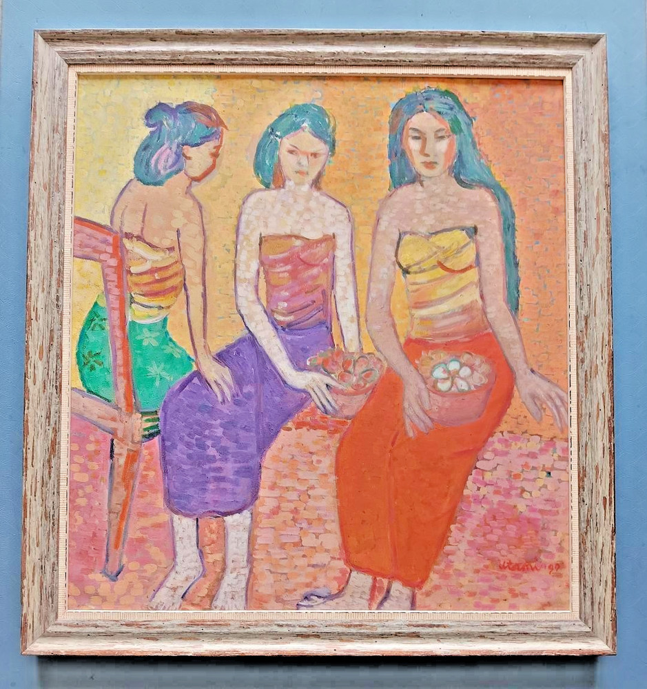 Three Sisters oil on canvas signed and dated 1999