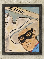 Original Lone Ranger Comic Book Western Pop Art Painting 11×14 Acrylic Canvas