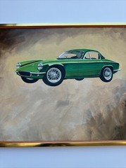 CLASSIC SPORTS CAR PAINTING ILLUSTRATION LARGE LOTUS LISTED FRED PEARMAN S.C 40″