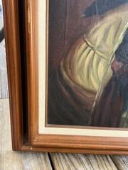 VTG MCM Decorative Oil-on-Canvas Portrait of a Native American Chief CC Ming