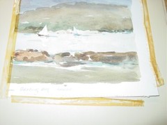 Original Watercolor Painting EDWARD WESSON Dover Beach Signed Brodick Bay