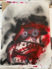 Graffiti street art original “Car” 22×28 poster size painting vinyl spray