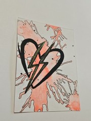ACEO Original Mini Painting • Heart & Lightning Bolt • By Elaine M