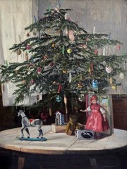 Painting Christmas / Christmas Tree with Toys Circa 1915 (#18146)
