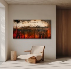 Large Abstract Canvas Painting, Red Canvas wall art, Framed, Signed