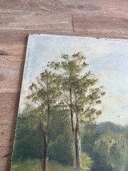 Vintage Antique Painting From Estate Pour Parve Nir A Bonne Fol Signed On Back