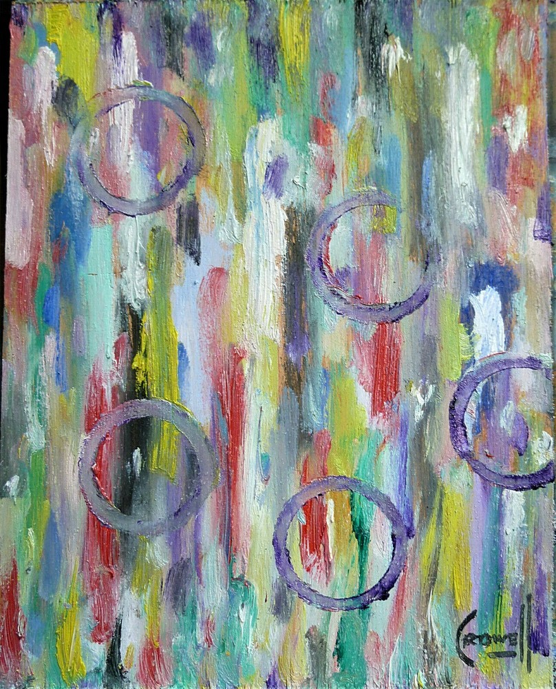 NOT QUITE SURE abstract new oil painting 8×10 wood original WOW signed Crowell