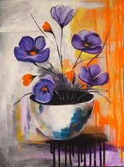 art 760 Original Acrylic Painting Acrylic Purple flower 15.75×11.8 in/40×30 cm