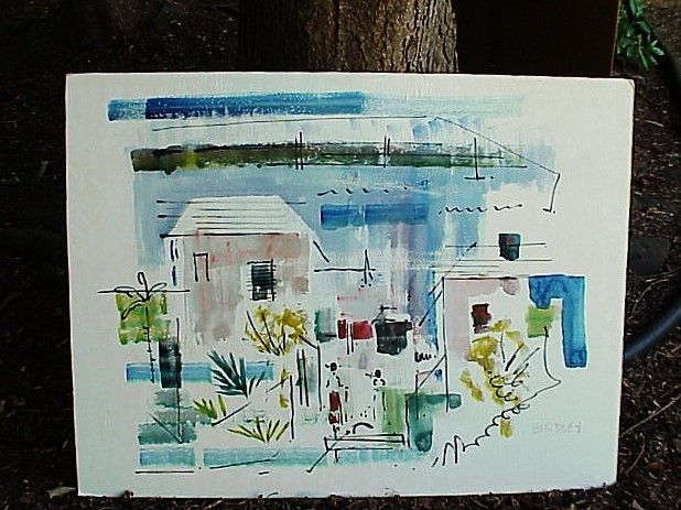 Unframed Abstract Watercolor Art Board BERMUDA SCENIC Alfred Birdsey 1912-1996 A