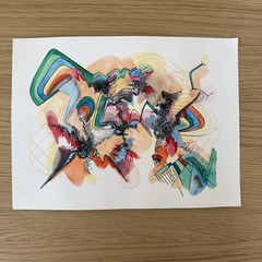 Original Abstract Watercolor Painting Signed „Color Tension“ by Maxwell 12″ × 9″