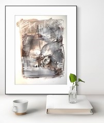 Original Expressionism Abstract 9×12 Paper Neutral Handmade Signed Fine Art