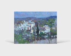 Oil painting Cloudy April Ukrainian painter canvas original rural landscape art