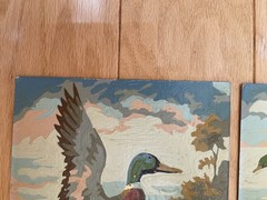Mallards Ducks in Flight Portrait Paint By Number Set Unframed on Board Vintage