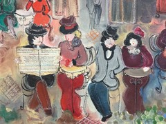 Zule Moskowitz „Cafe Scene “ Hand Signed Original Oil FRAMED ART NEW