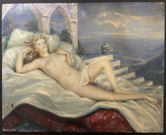 Reclining Girl-20th Oil-Frederick Roscher-German American Society Portraitist
