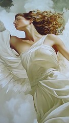 Anne Dias (1985) – (XXL) Giant Angelic duet by the sea 200x100cm
