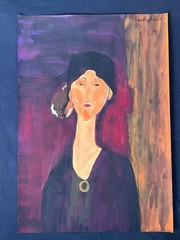 amedeo modigliani drawing and painting on old paper signed stamped vintage