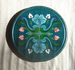 Rosemaled plate 8″ blue green hand painted Norwegian Nordic rosemaling floral