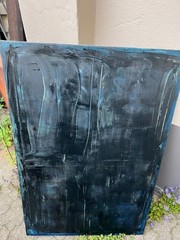 abstract oil painting black blue informal 120×80 gestural filled modern art