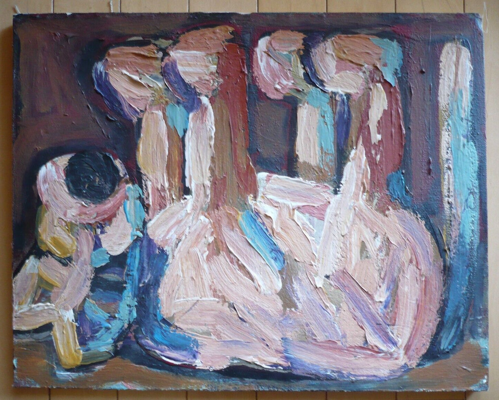 VINTAGE LATIN ? AFRICAN SCHOOL MODERN MODERNISM CHUNKY EXPRESSIONIST OIL CANVAS