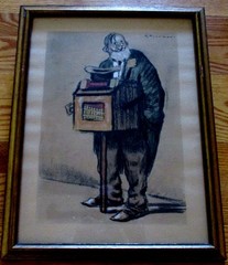 Artist Georges Tournon Signed Lithograph „The Organ Grinder“ Framed