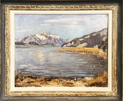 Hans Bandi (Swiss), VTG c 1951 Orig. Impressionist O/C „Lake Thun“ Signed/Dated!