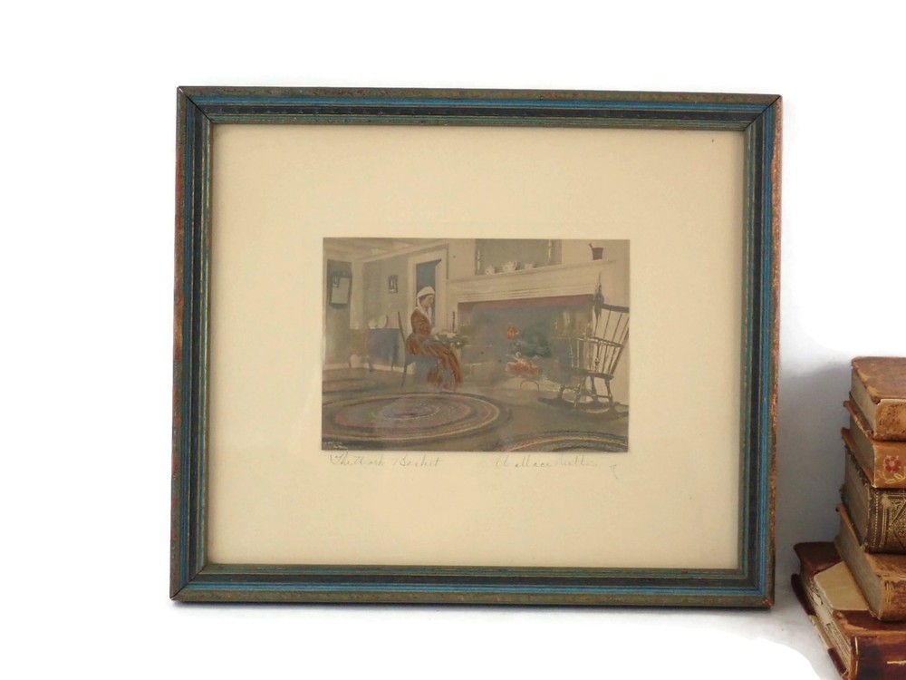 Original 1918 Signed Wallace Nutting The Workbasket Org. Frame