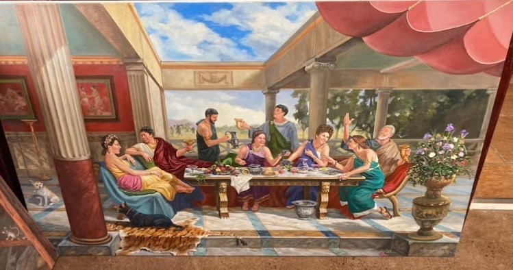Roman Antiquity Banquet Wall Painting Full Color Large