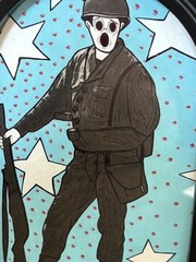 Original Painting Ghost Soilder Ooak Framed Horror Gothic Art Military Haunted