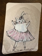 ACEO Original Cat painting ATC OOAK Cottagecore Whimsical Funny Feline Art
