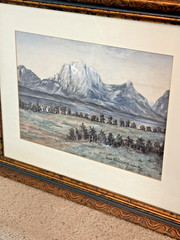 Original Signed Chas Charles Schatzlein Watercolor Grand Teton Charles Russell