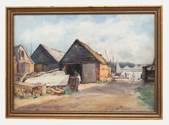 Arthur Royce Bradbury ARWA (1892-1977) – Watercolour, Figures at the Boatyard