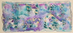 Turquoise Eggplants- Original Abstract Watercolor Painting With Ink Details