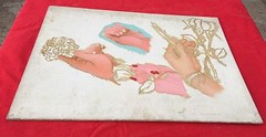 Vintage Beautiful Painting Of Lady Picking Flower With Scissors On Canvas CB524