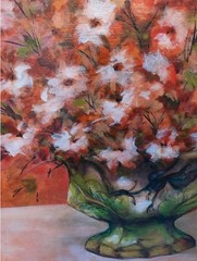 Texas art vintage 1970s painting of flowers by known Texas artist OOAK