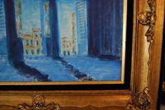 FRAMED OIL VITRALES STAINED GLASS WINDOWS OLD HAVANA, CUBA ARTIST: HECTO VIDAL