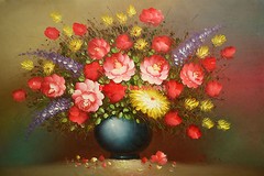 24×36″ (61x92cm)100% hand painted oil flat,Sunflower/Rose/Lily