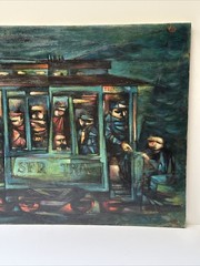 VINTAGE CUBIST PAINTING MODERNIST LARGE FIGURES PEOPLE GLOVNA WPA REGIONALISM