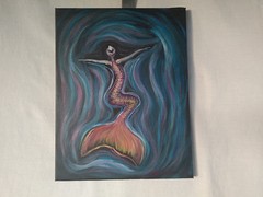 Original Acrylic Painting Mermaid Beach House Seaside Coastal Wall Art