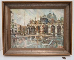 Original Signed MARCELLO VIANELLO OIL PAINTING St. Mark’s Basilica Venice Italy