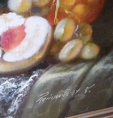 Johan K Reinprecht Hungary 20th Century Oil on Canvas Fruit Still Life framed