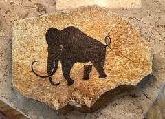 Mammoth Primitive Cave Painting on Hanging Stone Approx. 11x9x1 Inch