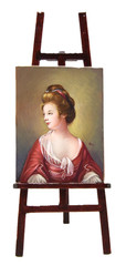 Miniature Portrait of Young Woman by Italian Artist HiL w/Easel ORIGINAL