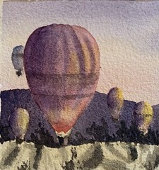 Original mini watercolor Cappadocia Turkey Turkiye Hot Air Balloons painting