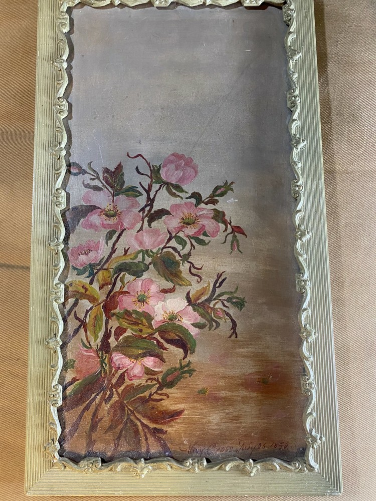 Superb Antique May Cross 1890 „Floral Scene“ Oil Painting – Signed/Framed