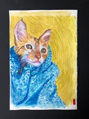 KotVanGogh, Watercolor cat, Animals, Animal art