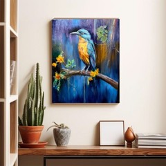 ORIGINAL PAINTING oil,16×20 inches, Gift Lovers Bird, Wall Art Decor, Home GIFT
