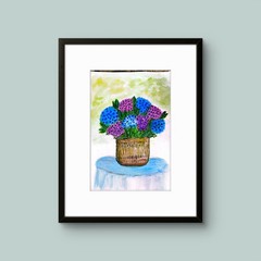 Hydrangea Bouquet Contemporary Watercolor Expressionist 9×12 Original Painting