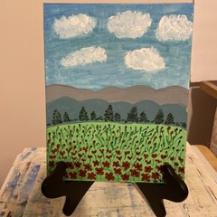 ART Original Acrylic On 8X10 Inch Canvas- Titled “Field Of Poppies” Signed