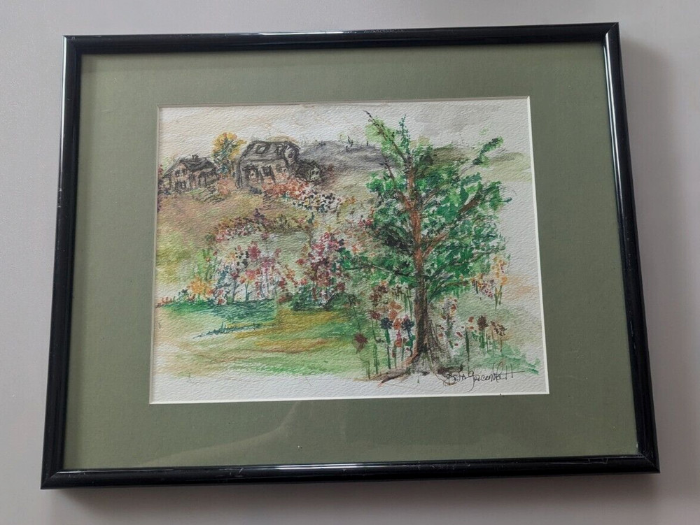 Framed Matted Signed Original Landscape Watercolor Painting 14″ x 11″